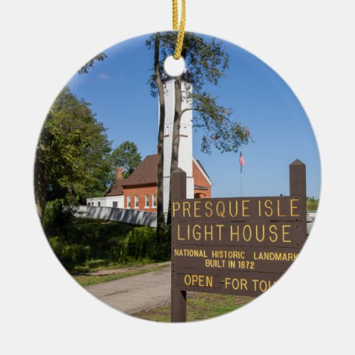 Presque Isle Lighthouse Ceramic Ornament