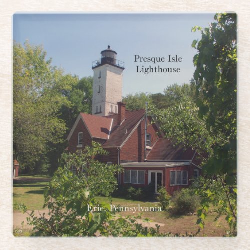 Presque Isle Lighthouse Erie glass coaster