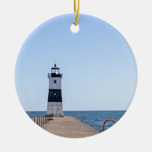 Presque Isle North Pierhead Lighthouse Ceramic Ornament