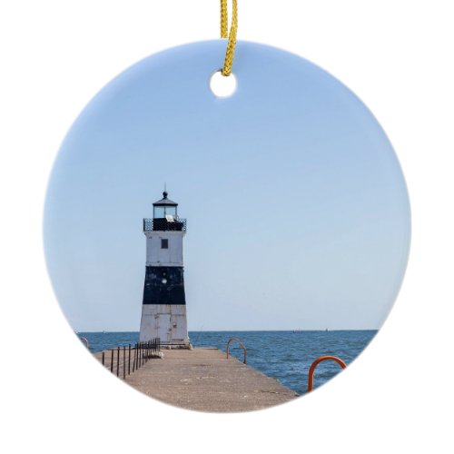 Presque Isle North Pierhead Lighthouse Ceramic Ornament