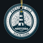 Presque Isle State Park Pennsylvania Badge Ceramic Ornament<br><div class="desc">Presque Isle State Park illustration in a badge style circle.</div>