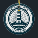 Presque Isle State Park Pennsylvania Badge Ceramic Ornament<br><div class="desc">Presque Isle State Park illustration in a badge style circle.</div>