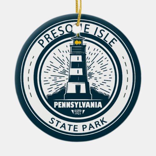 Presque Isle State Park Pennsylvania Badge Ceramic Ornament