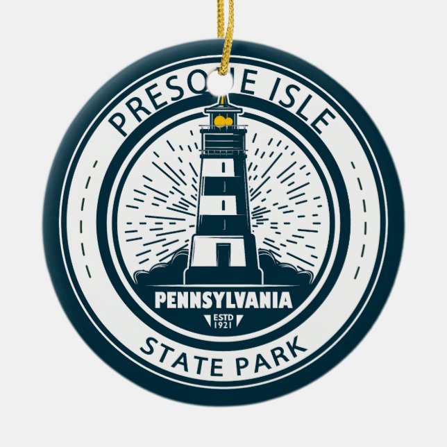 Presque Isle State Park Pennsylvania Badge Ceramic Ornament (Front)