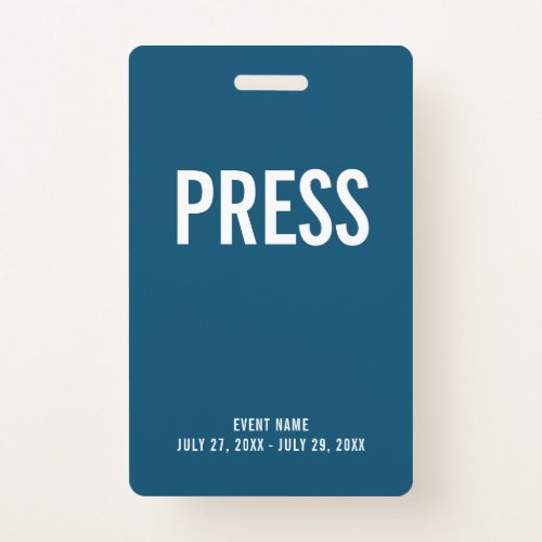 Press All Access Pass Event Blue ID Badge