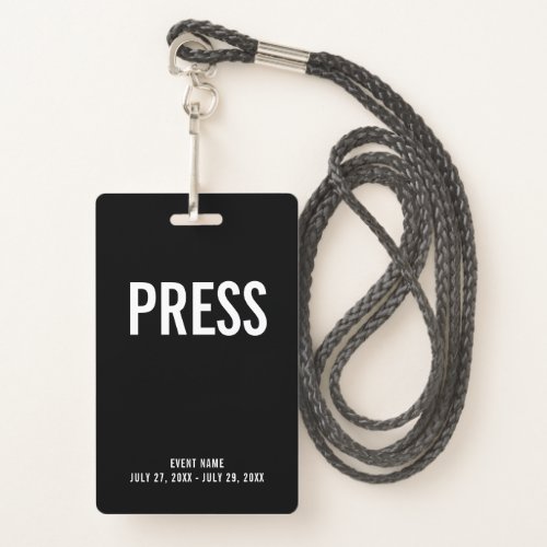 Press All Access Pass Event ID Badge