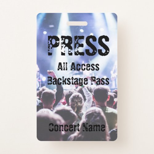 Press Concert Festival Band Event Backstage Pass Badge