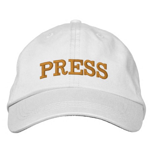 PRESS embroidered baseball cap gold  white hat