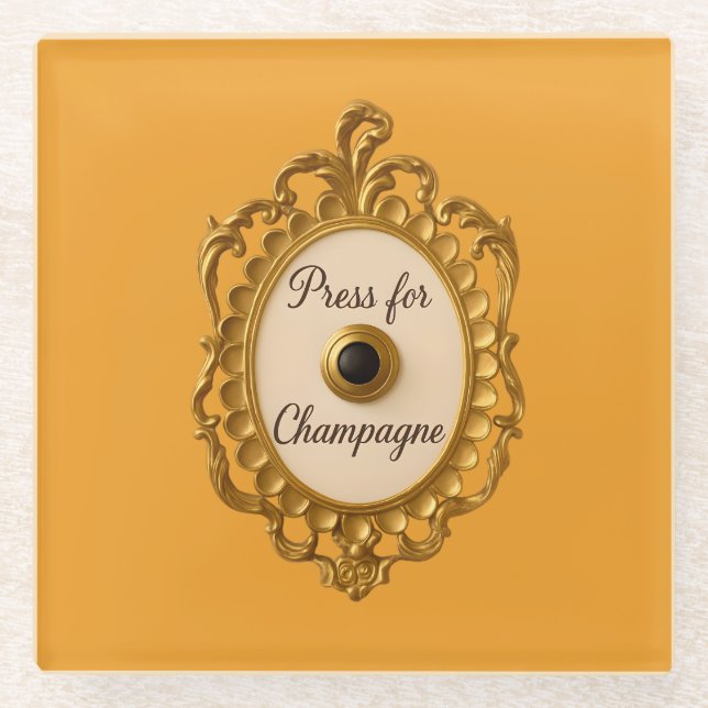 Press For Champagne Bar Cart Coaster (Front)