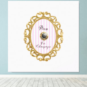 Press For Champagne Pink Gold Baroque Bar Wall Art