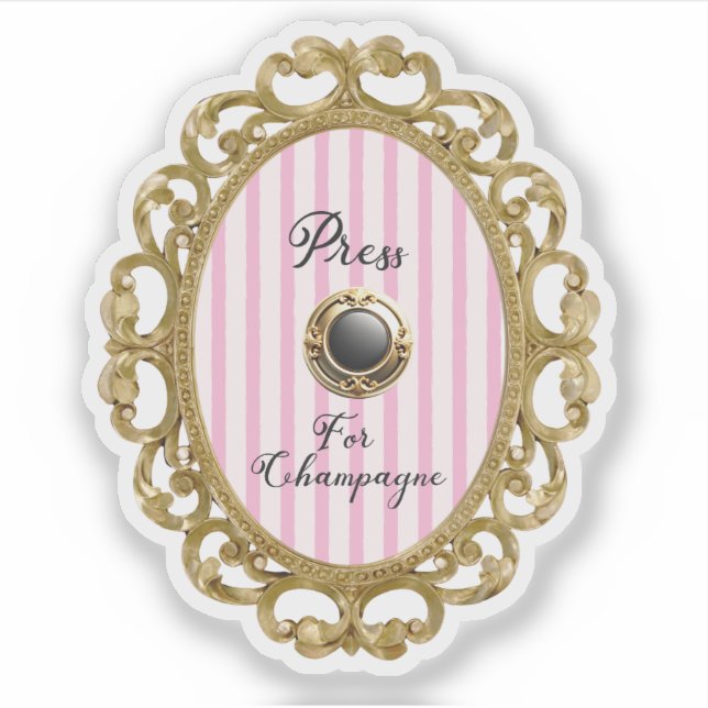 Press For Champagne Pink Gold Baroque Luxury Frame Sticker (Front)