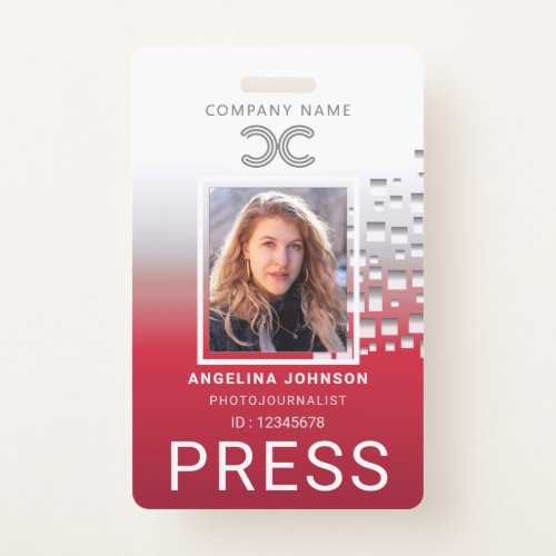 Press Identification Photo ID Badge