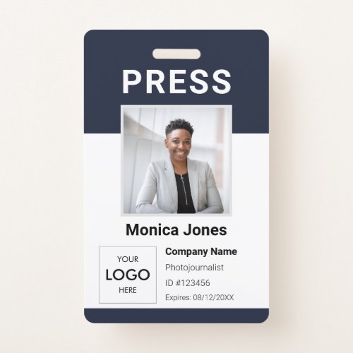 Press Logo Photo QR Code Professional Badge