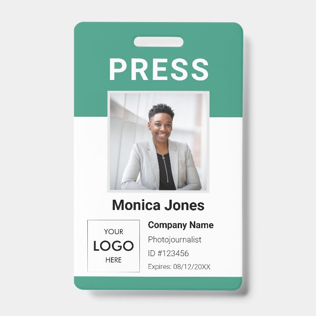 Press Logo Photo QR Code Professional Badge (Front)
