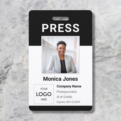 Press Logo Photo QR Code Professional Badge