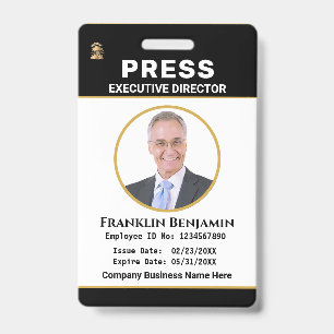 Press Pass Journalist Logo ID Card Personalize Badge