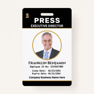 Press Pass Journalist Logo ID Card Personalize Badge