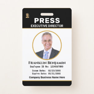 Press Pass Journalist Logo ID Card Personalize Badge