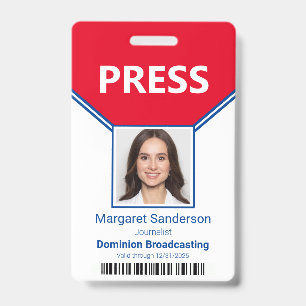 Press Photo Bar Code ID Badge