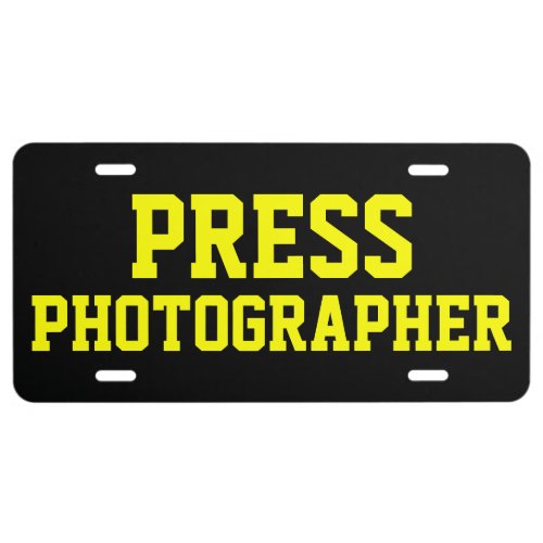 PRESS PHOTOGRAPHER LICENSE PLATE