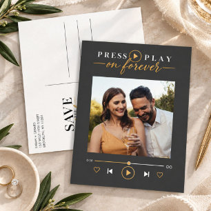 Press Play on Forever Photo Wedding Save the Date Announcement Postcard