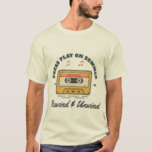 Press Play On Summer Retro Cassette Mixtape T-Shirt