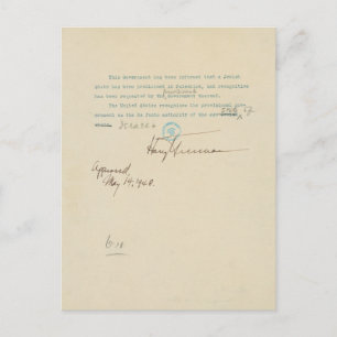 Press Release Announcing US Recognition of Israel Postcard