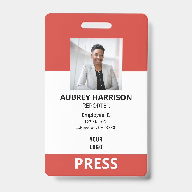 Press Simple Corporate Photo ID Badge (Front)