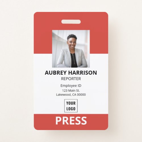 Press Simple Corporate Photo ID Badge