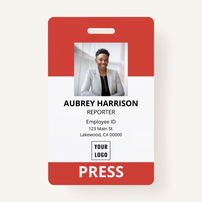 Press Simple Corporate Photo ID Badge (Front)