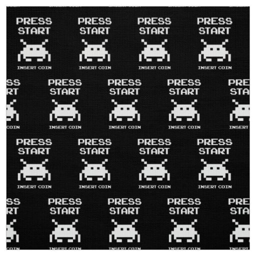 Press Start Insert Coin gamer design Fabric