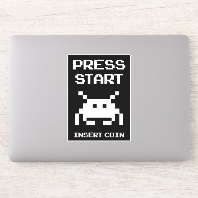 Press Start Insert Coin gamer design Sticker (Computer)