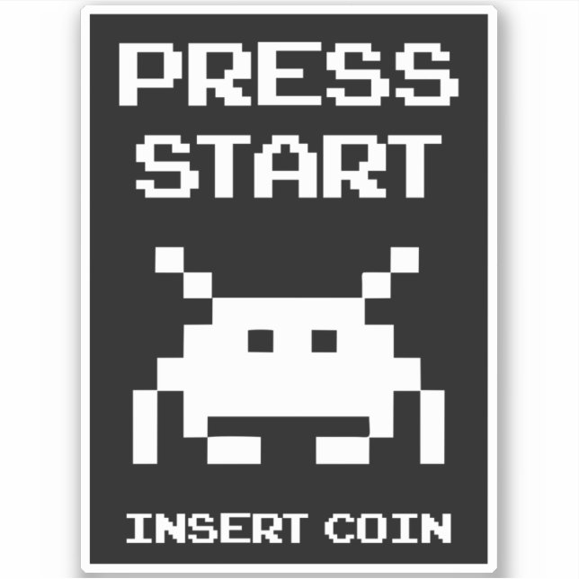 Press Start Insert Coin gamer design Sticker (Front)