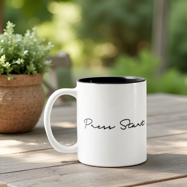 Press Start Retro Gaming Two-Tone Coffee Mug (Creator Uploaded)