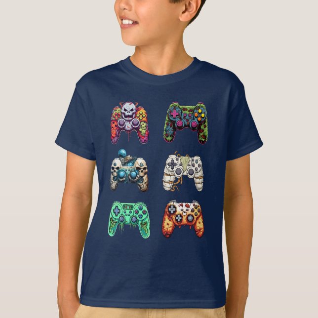 Press Start to Spook Gaming Controllers Halloween T-Shirt (Front)
