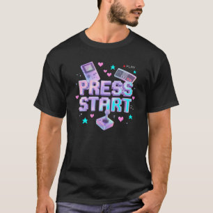 Press Start Y2K Retro Gaming Arcade Chrome 90s Gam T-Shirt