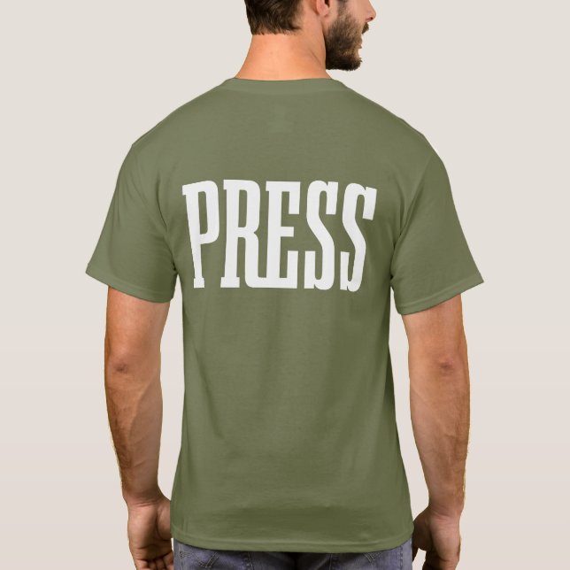 Press Two Sided Reporter Journo Correspondent Crew T-Shirt (Back)