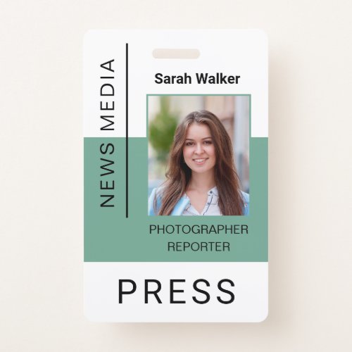 Press worker ID mass media employee photo mint Badge