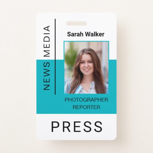 Press worker ID mass media employee turquoise Badge