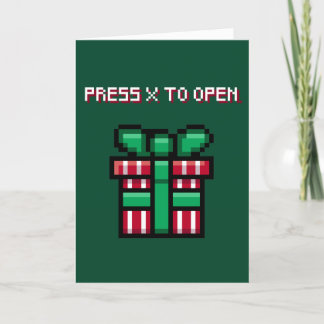 Press X To Open - Video Game Pixel Christmas Card