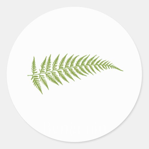 Pressed Australian Fern Leaf _Match Any Color Classic Round Sticker