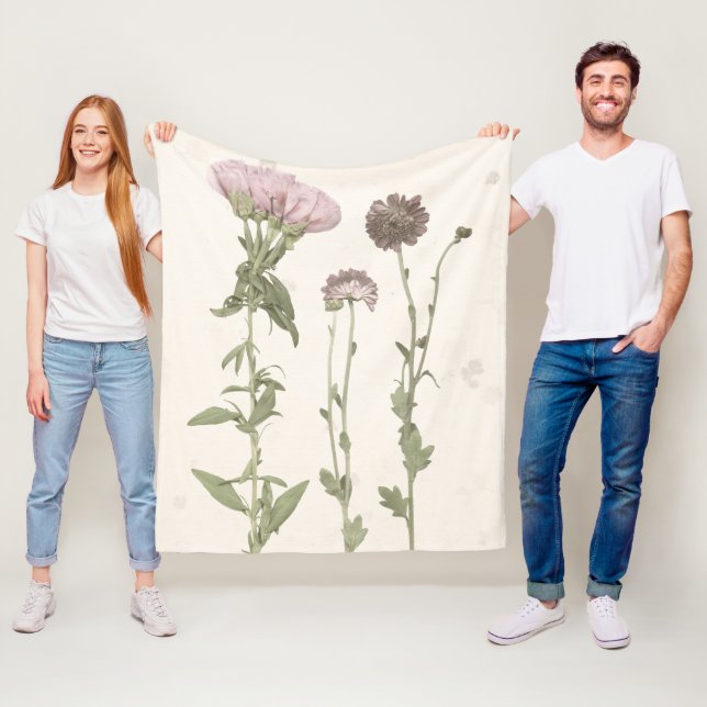 Pressed Blooms - Pink Fleece Blanket (In Situ)