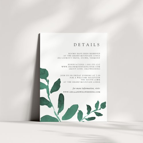 Pressed Botanical Guest Information Card