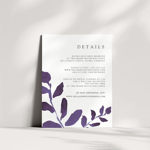 Pressed Botanical Guest Information Card