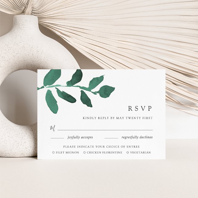 Pressed Botanical Meal Choice RSVP Card | Emerald (Creator Uploaded)