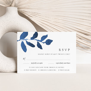 Pressed Botanical Meal Choice RSVP Card Indigo