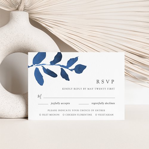 Pressed Botanical Meal Choice RSVP Card  Indigo