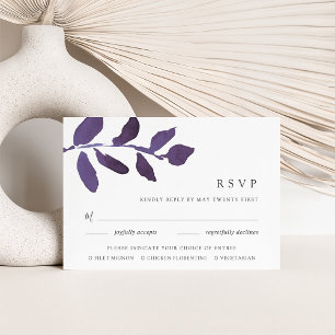 Pressed Botanical Meal Choice RSVP Card Violet