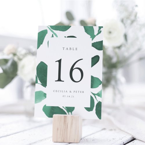 Pressed Botanical Personalized Table Number Card