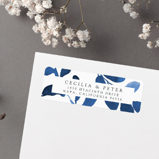 Pressed Botanical Return Address Label | Indigo
